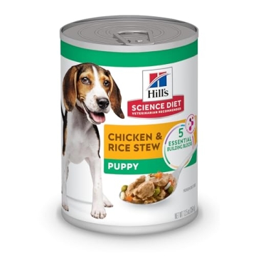 Hill's Science Diet Puppy Premium Nutrition Wet Dog Food, Chicken & Rice Stew, 12.5 oz Can, Case of ...