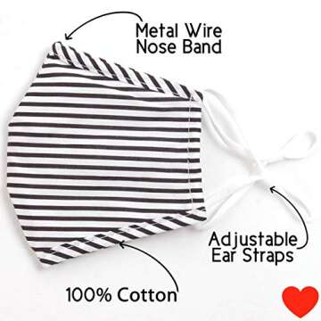 Humble Chic Breathable Cotton Face Mask - Reusable Washable Fashion Cloth Shield, Non-Medical Use fo...