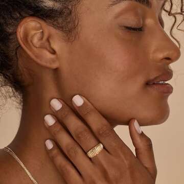 BENEIGE Gold Rings for Women Non Tarnish 14K Gold Plated Chunky Gold Rings with Cubic Zirconia Danity Stackable Band Ring Jewelry for Women Size 8