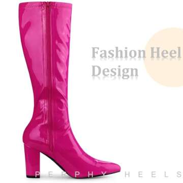 Stylish Perphy GoGo Patent Leather Boots for Women
