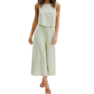 Stylish ROYLAMP Women's Summer 2 Piece Outfit - Light Green