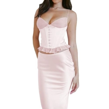 Women Y2k Sexy Two Piece Long Skirt Set - Halter Tube Top & Maxi Skirt for Summer Clubwear