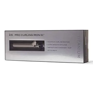 ion Titanium Pro Curling Iron, 11/2 Inch, Heats up to 450°F, Maximum Curl Retention, Dual Voltage