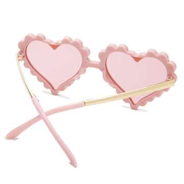 COASION Kids Heart Girls Sunglasses UV 400 Protection for Toddler Party Beach Shades Age 3-10 (Pink + Light Blue)