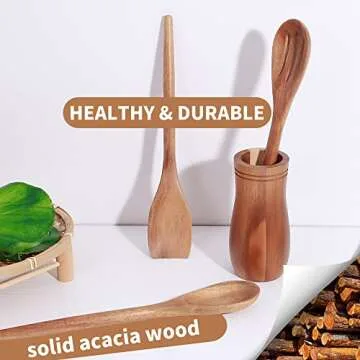 Delicate Wooden Utensils For Cooking, Set of 3, Wood Kitchen Utensils Cooking Tools, 12 Inch Acacia ...