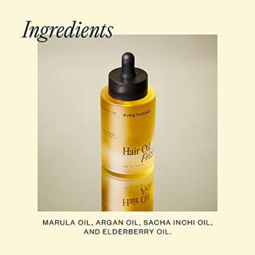 Firsthand Supply Hair Oil Frizz Control and Shine - Lightweight Oil - Clean & Non-toxic Hair Care Ingredients - With Argan Oil and Plant Based Keratin - 1.7oz (50ml)