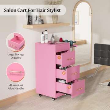 Wood Salon Trolley Cart with Wheels, Hair Cart Mobile Storage Cabinet, Hairdressing Styling Tools Or...