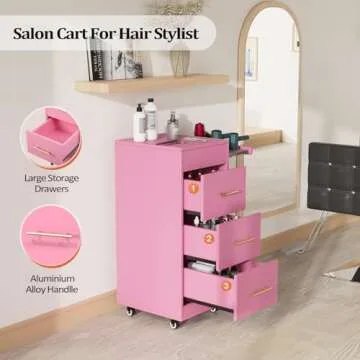 Wood Salon Trolley Cart with Wheels, Hair Cart Mobile Storage Cabinet, Hairdressing Styling Tools Or...