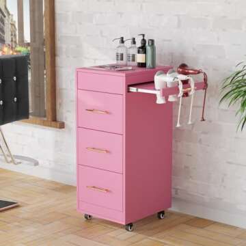 Wood Salon Trolley Cart with Wheels for Beauty Organizing