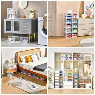 Clemate Upgraded X-Large Shoe Storage Box - 8 Pack Clear Plastic Stackable Organizer for Sneaker Dis...