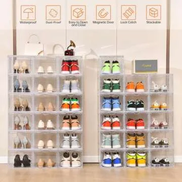 Clemate X-Large Shoe Storage Box - Stackable, Clear, Durable Organizer