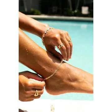 Barzel 18K Gold Plated Flat Marina Elephant Anklet For Women - Made In Brazil (Gold, 10 Inches)