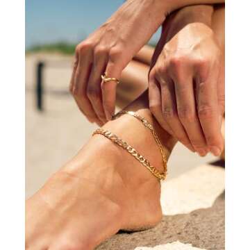 Barzel 18K Gold Plated Flat Marina Elephant Anklet For Women - Made In Brazil (Gold, 10 Inches)