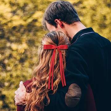 Ambesi Hair Accessories, Black Red Milky White Navy Blue Tassel Barrette Clips and Long Tail French Bows for Women Girls, Gift for Birthday/Party/Show/Christmas