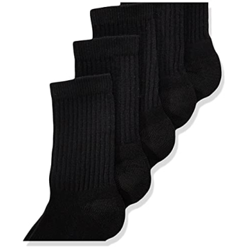 Hanes Boys' Double Tough Cushioned Crew Socks 12-Pack Black