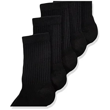 Hanes Boys' Double Tough Cushioned Crew Socks 12-Pack Black