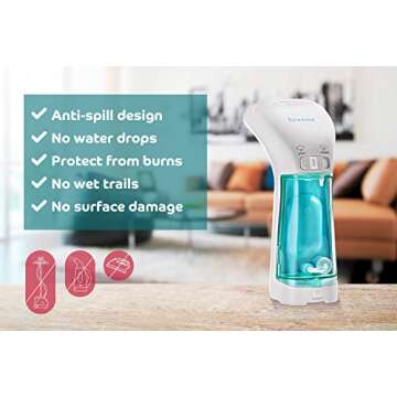 Steamer for Clothes Travel and Home - Portable, Handheld Steamer for Garment and Fabric - No Spitting, Safe and Little Handy - Compact Mini Steamer for Clothing and Curtain with Accessories (White)