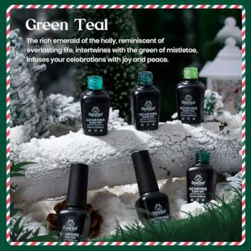 Beetles Carnival Evergreen Winter Gel Nail Polish Set 6 Pcs Glitter Green Sparkle Gel Polish Kit Soak Off UV Nail Lamp Avocado Dark Green Nail Gel Nail Kit Nail Art Design Gifts for Girls