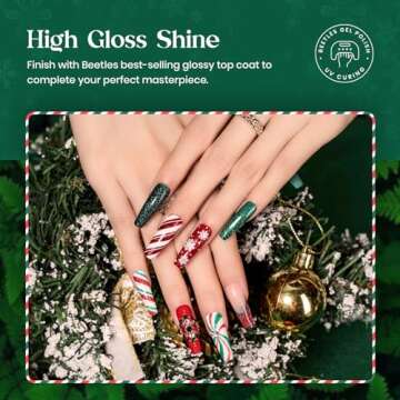 Beetles Carnival Evergreen Winter Gel Nail Polish Set 6 Pcs Glitter Green Sparkle Gel Polish Kit Soak Off UV Nail Lamp Avocado Dark Green Nail Gel Nail Kit Nail Art Design Gifts for Girls