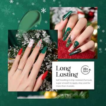 Beetles Carnival Evergreen Winter Gel Nail Polish Set 6 Pcs Glitter Green Sparkle Gel Polish Kit Soak Off UV Nail Lamp Avocado Dark Green Nail Gel Nail Kit Nail Art Design Gifts for Girls