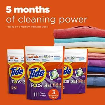 Tide PODS Laundry Detergent Soap Pods, Spring Meadow, 37 Count (Pack of 3 Bag Value Pack), Total 111 Count, HE Compatible