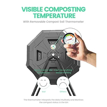 Tumbling Composter with Thermometer for Easy Composting