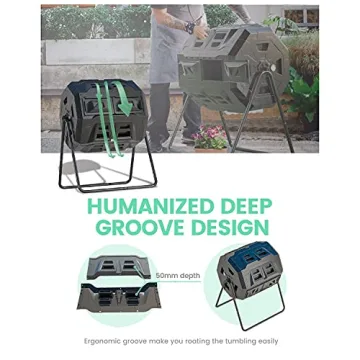 Tumbling Composter with Thermometer for Easy Composting