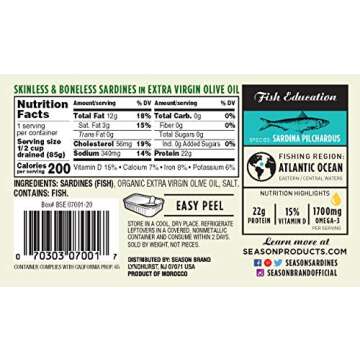 Season Sardines in Olive Oil - High Omega-3 Protein Snack