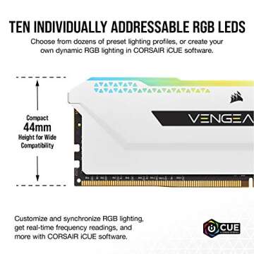 Corsair Vengeance RGB Pro SL 16GB (2x8GB) DDR4 3200 (PC4-25600) C16 1.35V Desktop Memory - White (CMH16GX4M2E3200C16W)