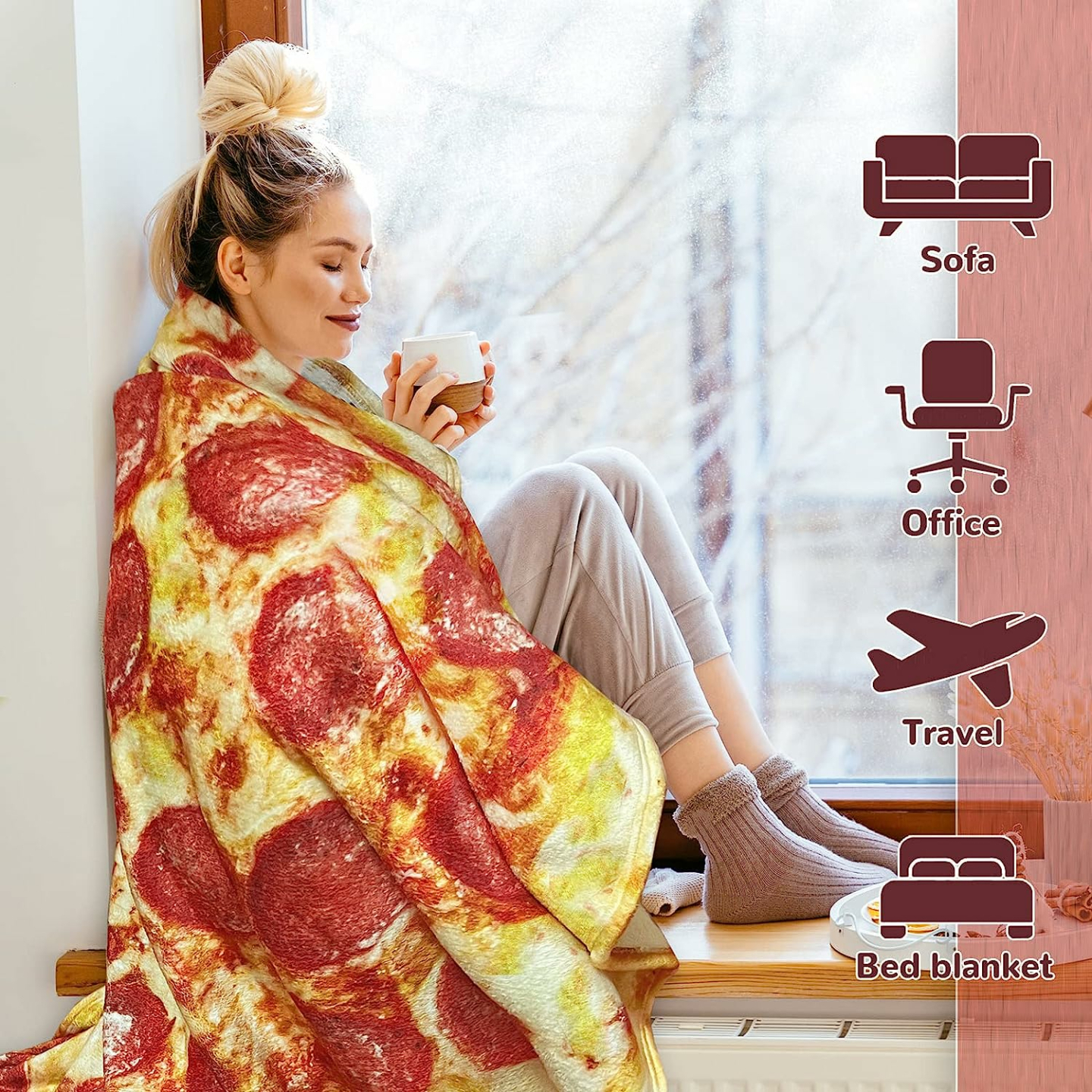 Unique Pizza Blanket - Soft & Warm Novelty Gift