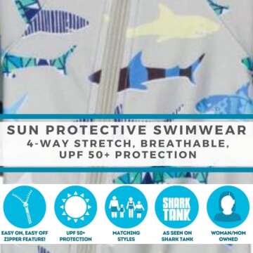 SwimZip Boys Long Sleeve Sunsuit with UPF 50 Protection
