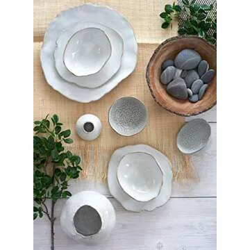Serene Spaces Living Set of 2 Medium Free-Form Edge Glazed Ceramic Plates for Vintage Weddings
