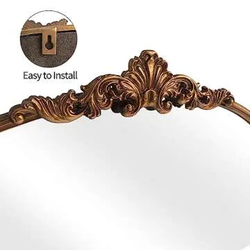 WAMIRRO Oval Mirror,Gold Traditional Vintage Ornate Baroque Mirror,Antique Brass Mirror for Entryway/Fireplace/Living Room/Hallway/Bathroom.36“X24“Gold