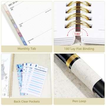 SUNEE 2025 Weekly & Monthly Planner 6.4"x8.5"- 12 Month (January 2025 - December 2025), Linen Cover, Pocket, Bookmark, Notes, Monthly Tab, Beige