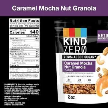KIND Zero Added Sugar Granola, Variety Pack, Apple Cinnamon Nut & Caramel Mocha Nut, Healthy Snacks, 5g Protein, Gluten Free, 2 Count