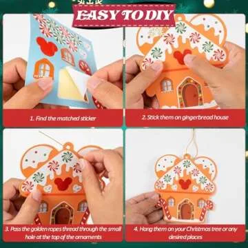 GuassLee Christmas Ornaments Art and Crafts for Kids - 28pcs DIY Christmas Cutouts with Gingerbread Cookies Man House Christmas Stickers for Tree Home Christmas Party Favors Decorations
