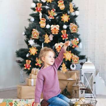 GuassLee Christmas Ornaments Art and Crafts for Kids - 28pcs DIY Christmas Cutouts with Gingerbread Cookies Man House Christmas Stickers for Tree Home Christmas Party Favors Decorations