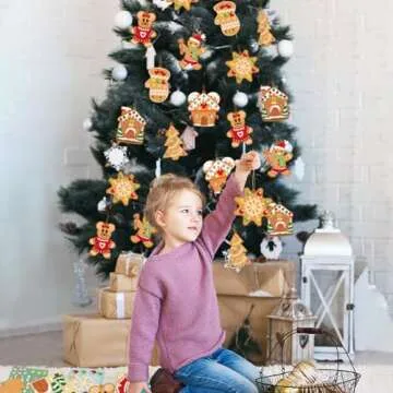 GuassLee Christmas Ornaments Art and Crafts for Kids - 28pcs DIY Christmas Cutouts with Gingerbread Cookies Man House Christmas Stickers for Tree Home Christmas Party Favors Decorations