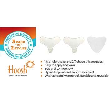 Hoosh Silicone Chest Wrinkle Pads 3 pack, Reusable Overnight Anti Aging Chest Pads for Wrinkle Smoothing, Decollete Anti Wrinkle Patches, Chest Wrinkle Pads Sleeping Reusable