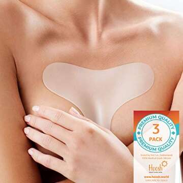 Hoosh Silicone Chest Wrinkle Pads 3 pack, Reusable Overnight Anti Aging Chest Pads for Wrinkle Smoothing, Decollete Anti Wrinkle Patches, Chest Wrinkle Pads Sleeping Reusable