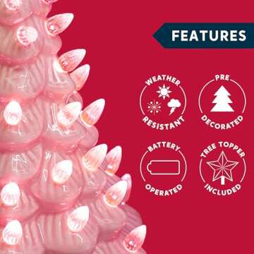 Joiedomi Pink Ceramic Christmas Tree - Festive & Prelit Gift