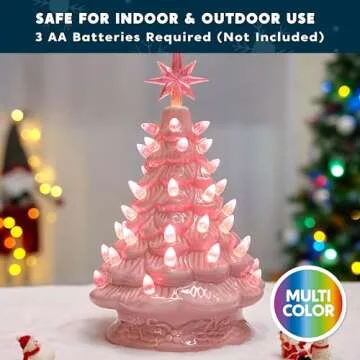 Joiedomi Pink Ceramic Christmas Tree - Festive & Prelit Gift