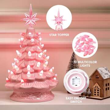 Joiedomi Pink Ceramic Christmas Tree - Festive & Prelit Gift