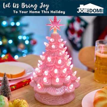 Joiedomi Pink Ceramic Christmas Tree - Festive & Prelit Gift