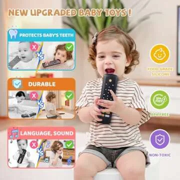 Realistic Baby TV Remote Toy with Lights & Sounds for 1-2 Year Olds