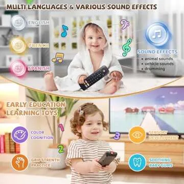 Realistic Baby TV Remote Toy with Lights & Sounds for 1-2 Year Olds
