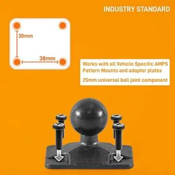 iBOLT TabDock Bizmount AMPs - Heavy Duty Drill Base Mount for All 7" - 10" Tablets (iPad, Samsung Tab) Great for Commercial Vehicles, Trucks, and Wall Mounting- Features 1 inch / 25mm Ball Joint