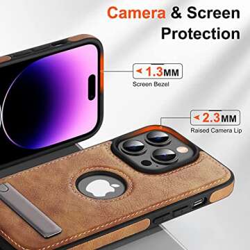 Elegant Leather Case for iPhone 14 Pro Max with Kickstand