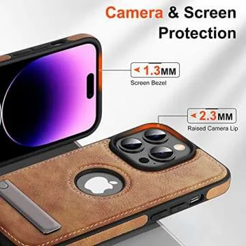 Elegant Leather Case for iPhone 14 Pro Max with Kickstand