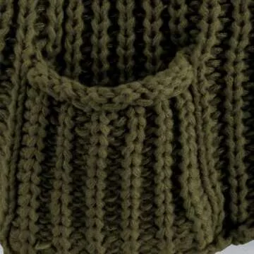 Hixiaohe Womens Crochet Chunky Knit Top Sleeveless Button Down Crop Tops Trendy Cardigan Sweater Vest for Women with Pockets(Army-Green,L)